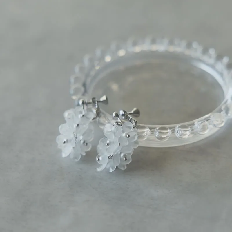 クリアミニフラワーのイヤリング(シルバー)