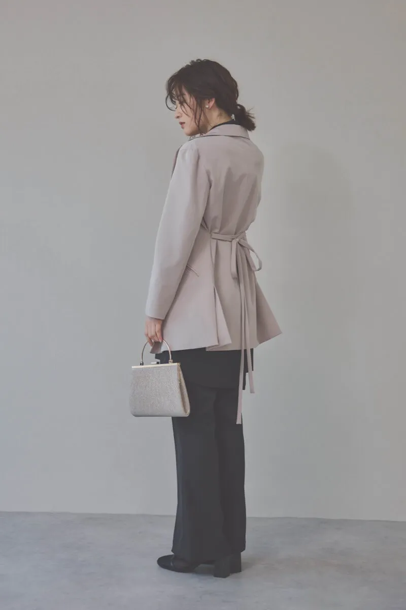 ブラックのバックパールセットアップパンツドレス