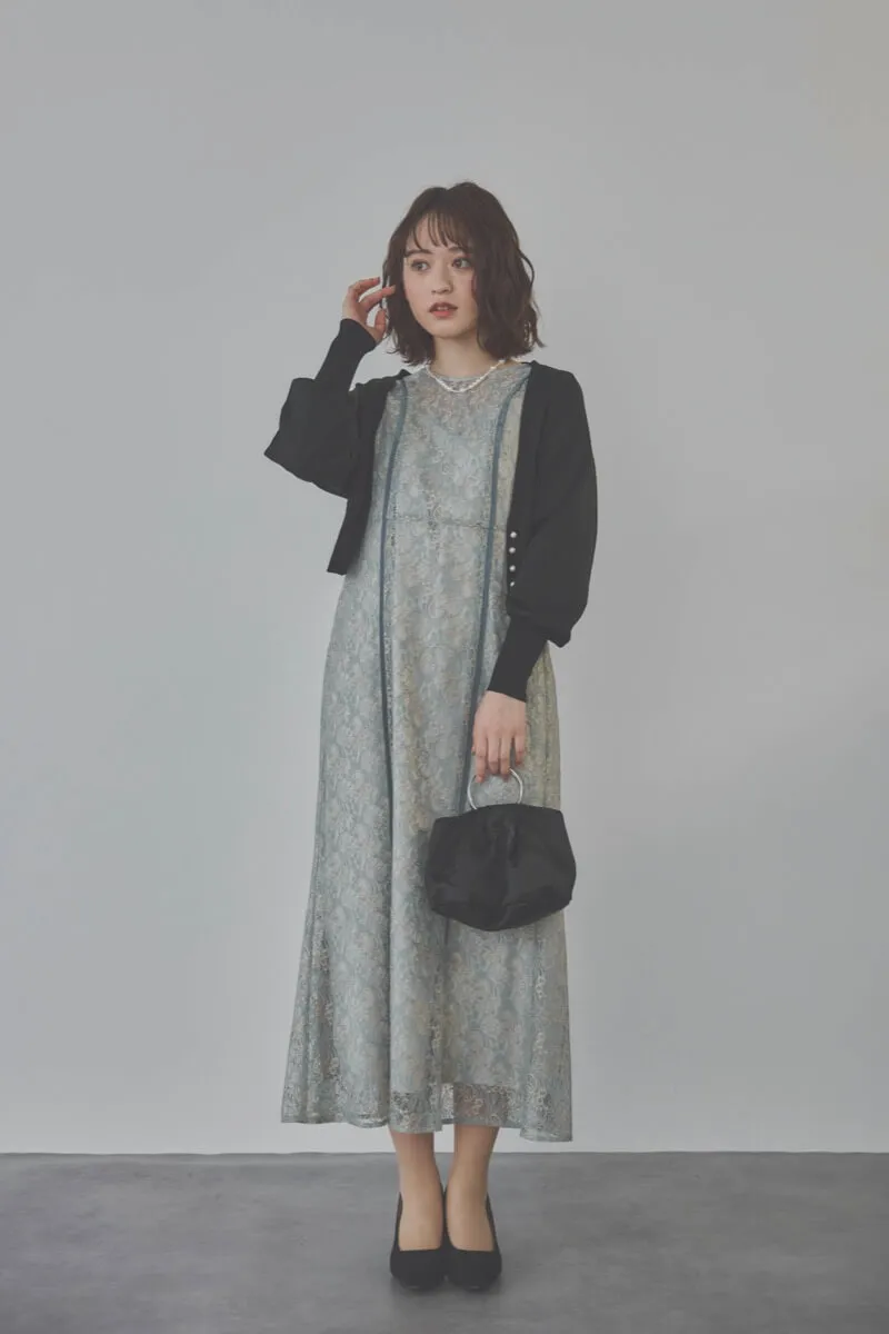 サックスのパイピングレースエプロンドレス