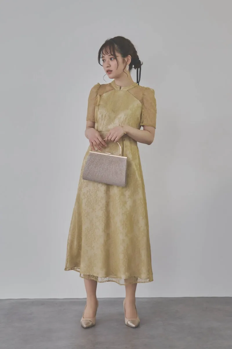 イエローのマオカラーレースドレス