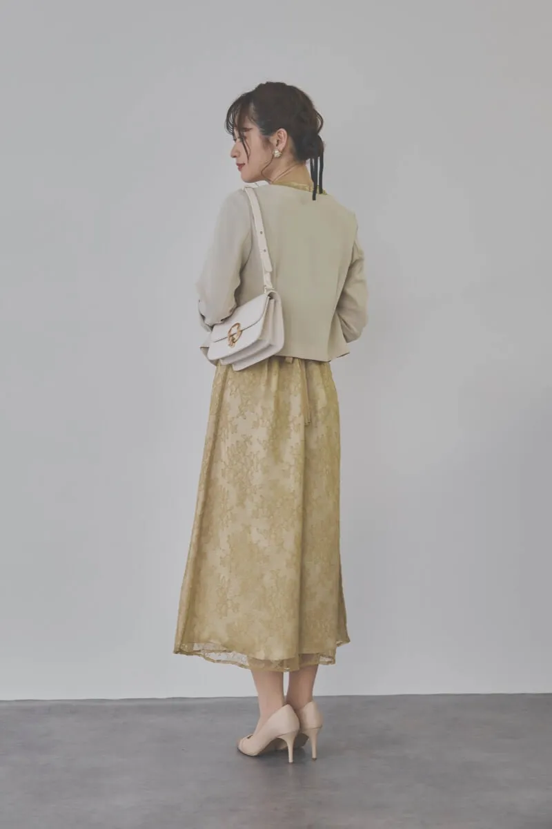 イエローのマオカラーレースドレス