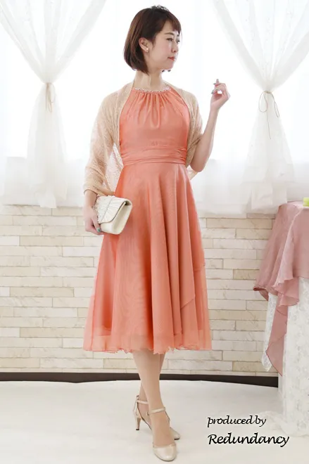 オレンジゴールドのラメレースストール