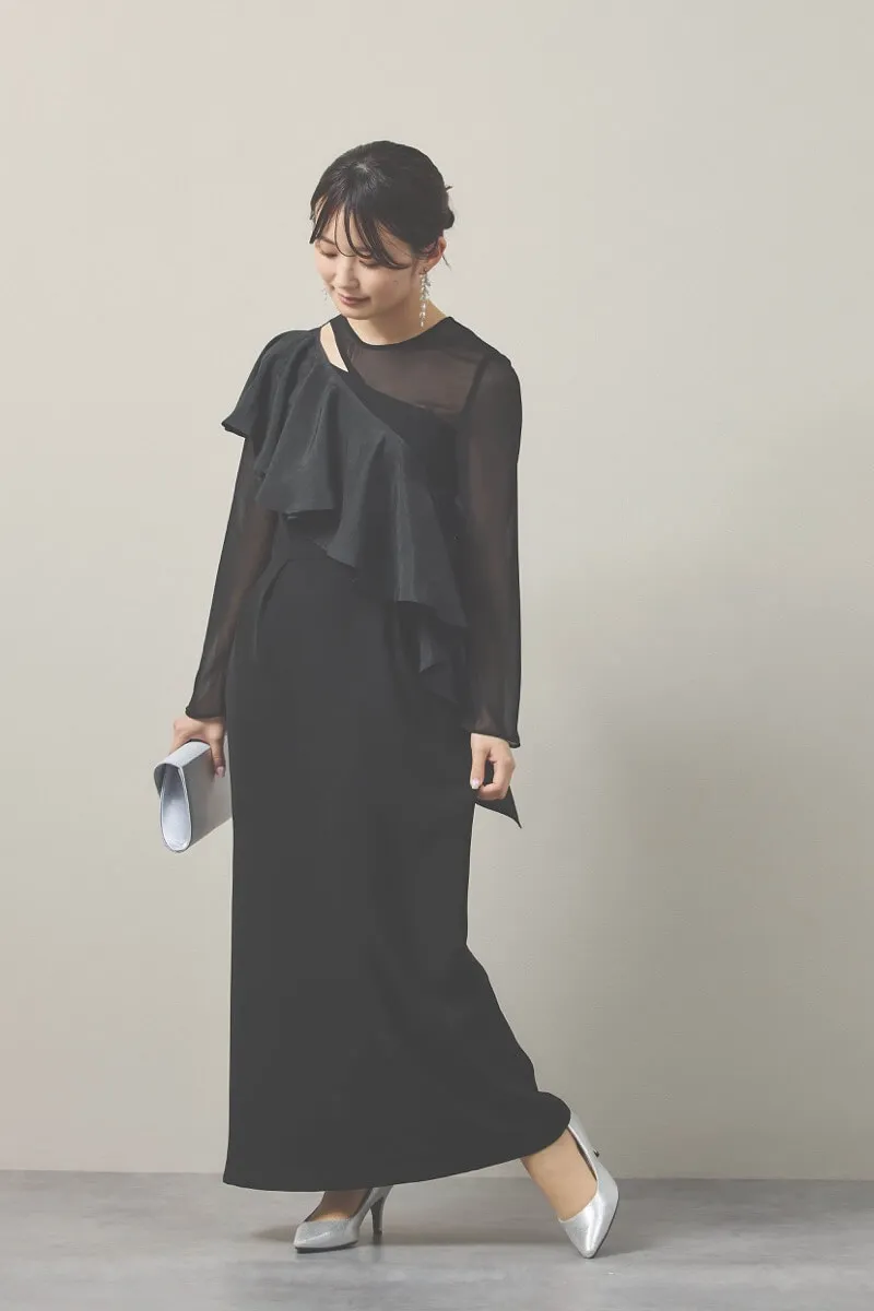ブラックのセットショールメニーウェイドレス