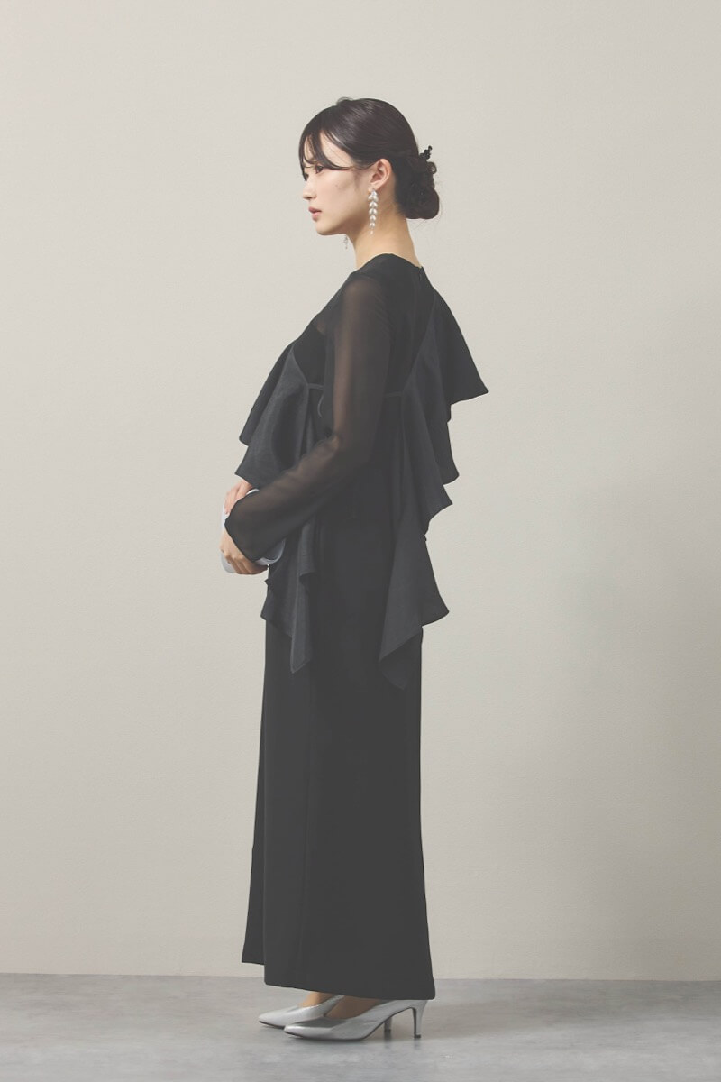 ブラックのセットショールメニーウェイドレス