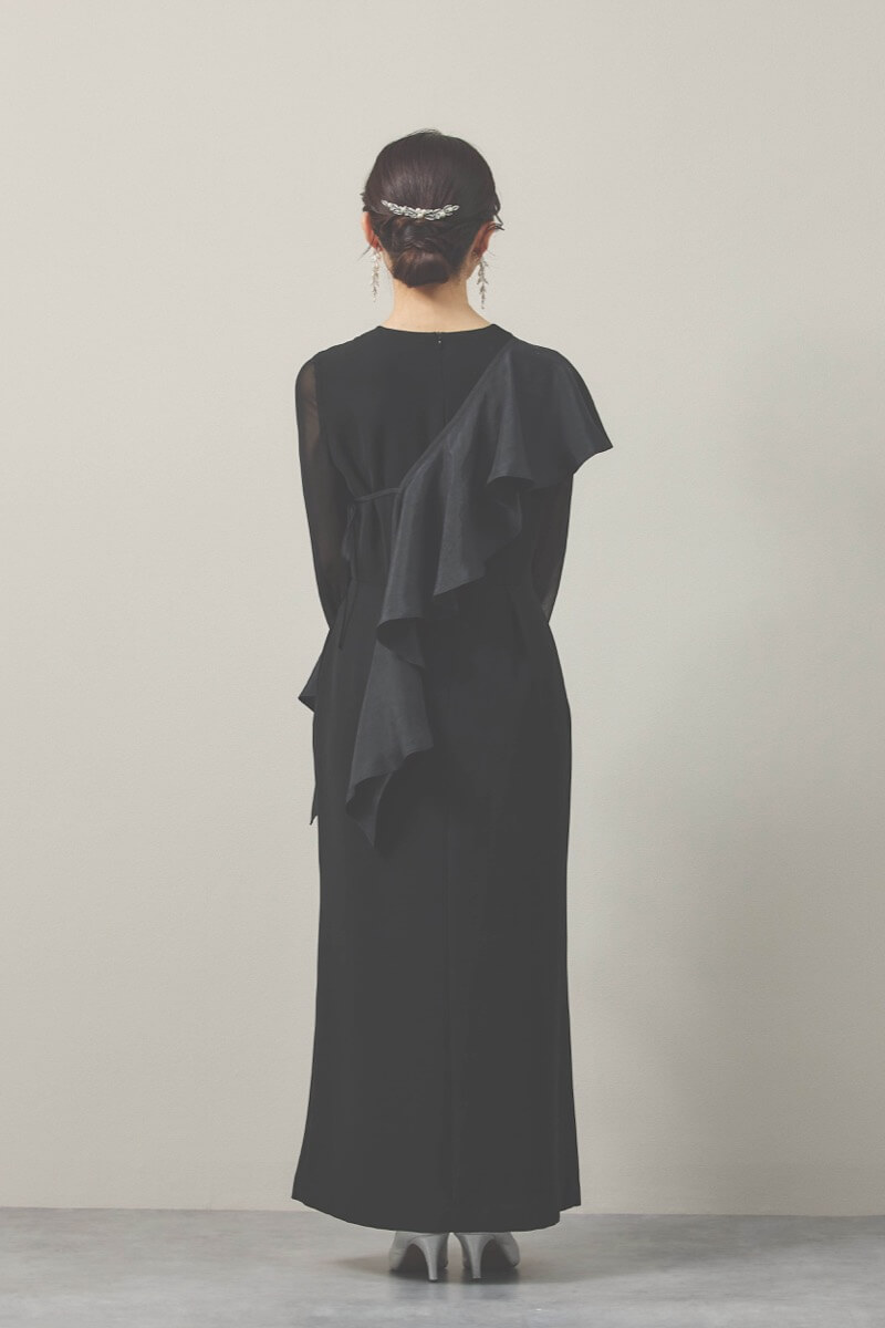 ブラックのセットショールメニーウェイドレス