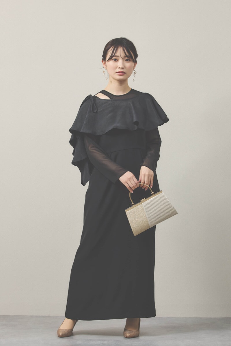 ブラックのセットショールメニーウェイドレス