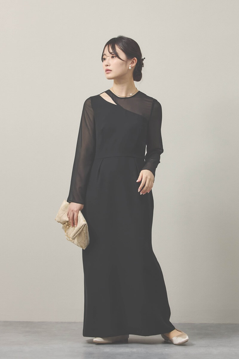 ブラックのセットショールメニーウェイドレス