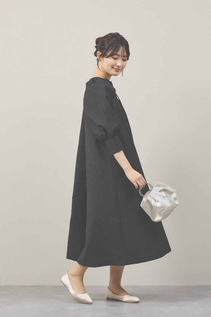 ブラックのボレロセットジャガードドレス