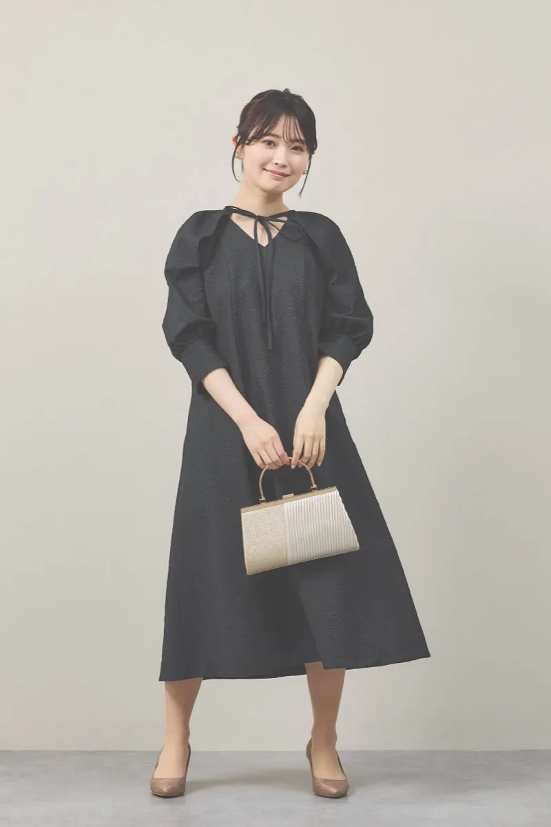 ブラックのボレロセットジャガードドレス