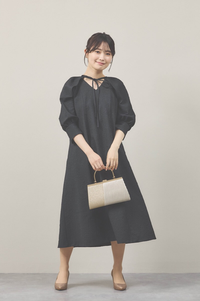 ブラックのボレロセットジャガードドレス