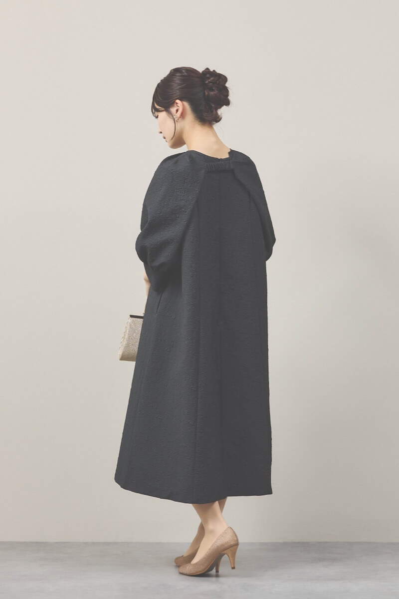 ブラックのボレロセットジャガードドレス