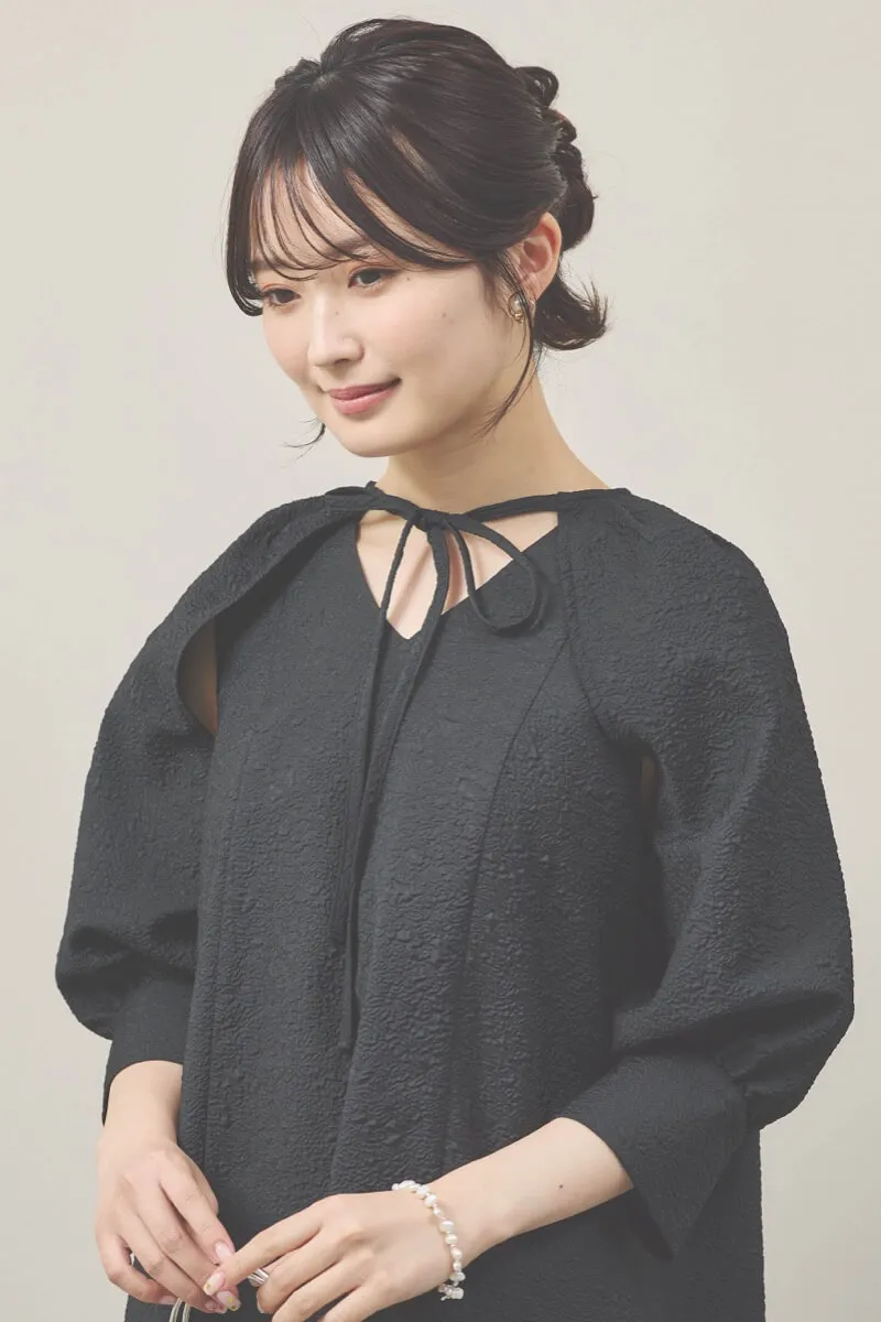 ブラックのボレロセットジャガードドレス