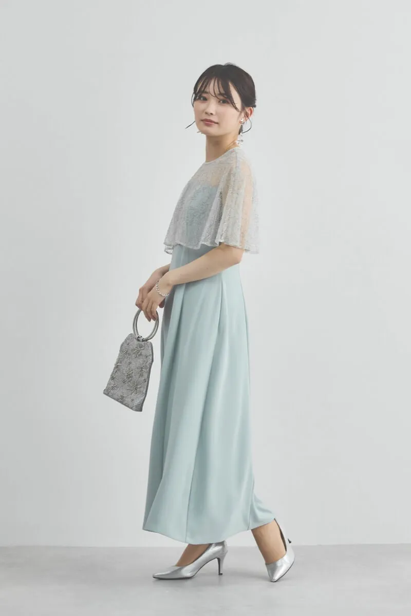 ミントのシアーケープコンビドレス