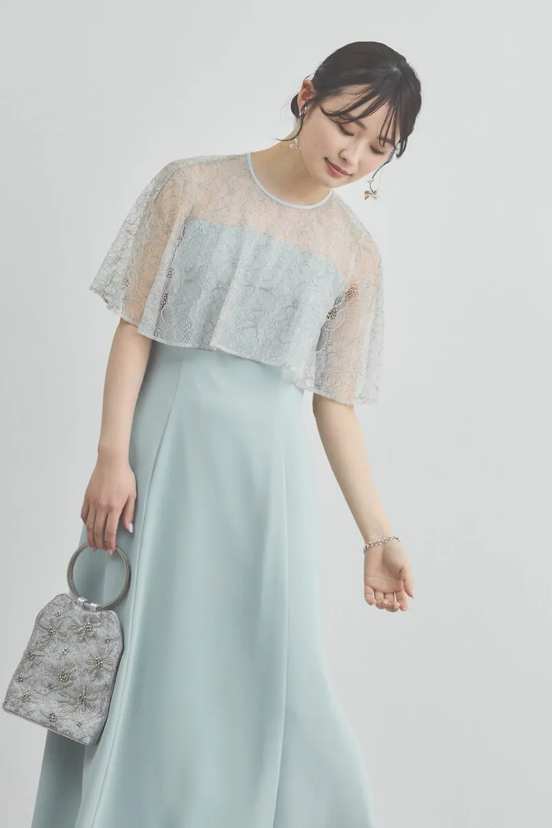 ミントのシアーケープコンビドレス