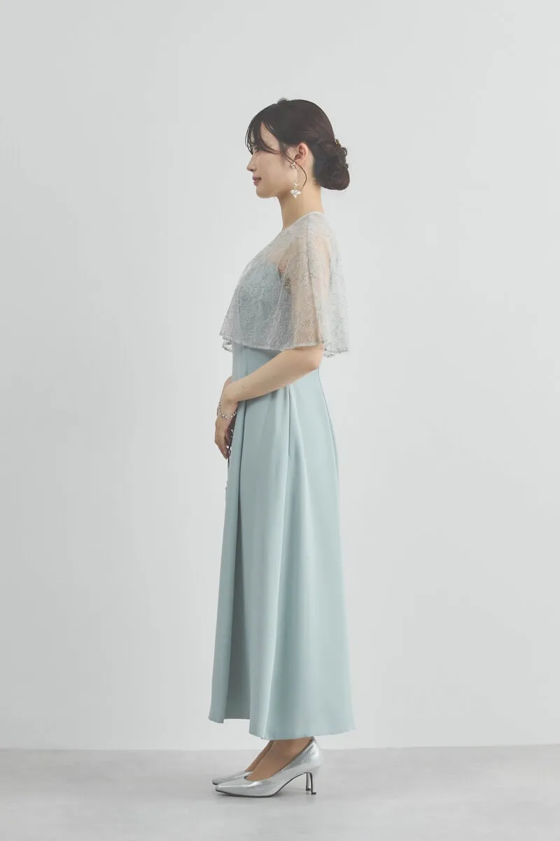 ミントのシアーケープコンビドレス