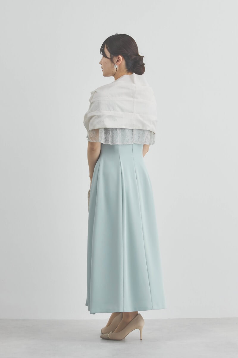 ミントのシアーケープコンビドレス