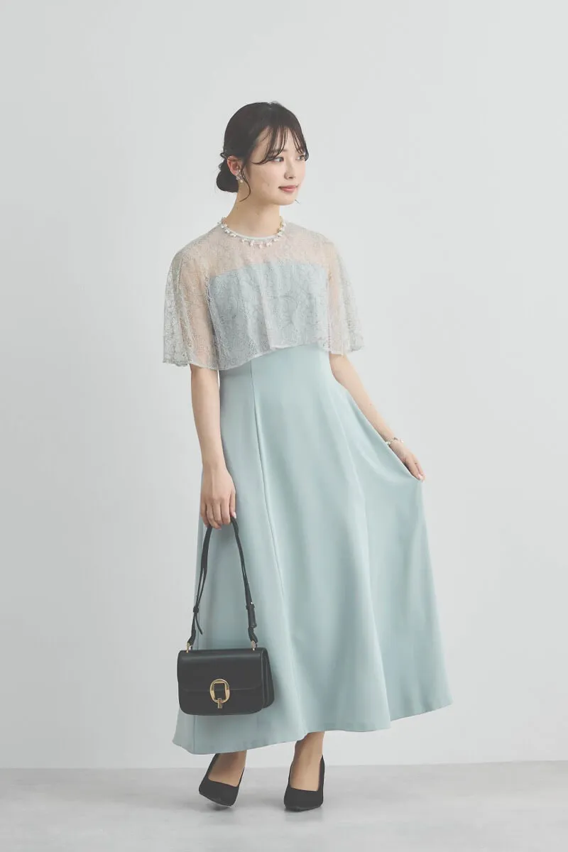 ミントのシアーケープコンビドレス