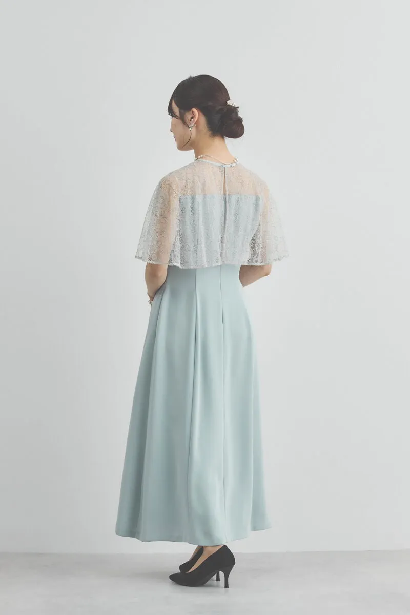 ミントのシアーケープコンビドレス