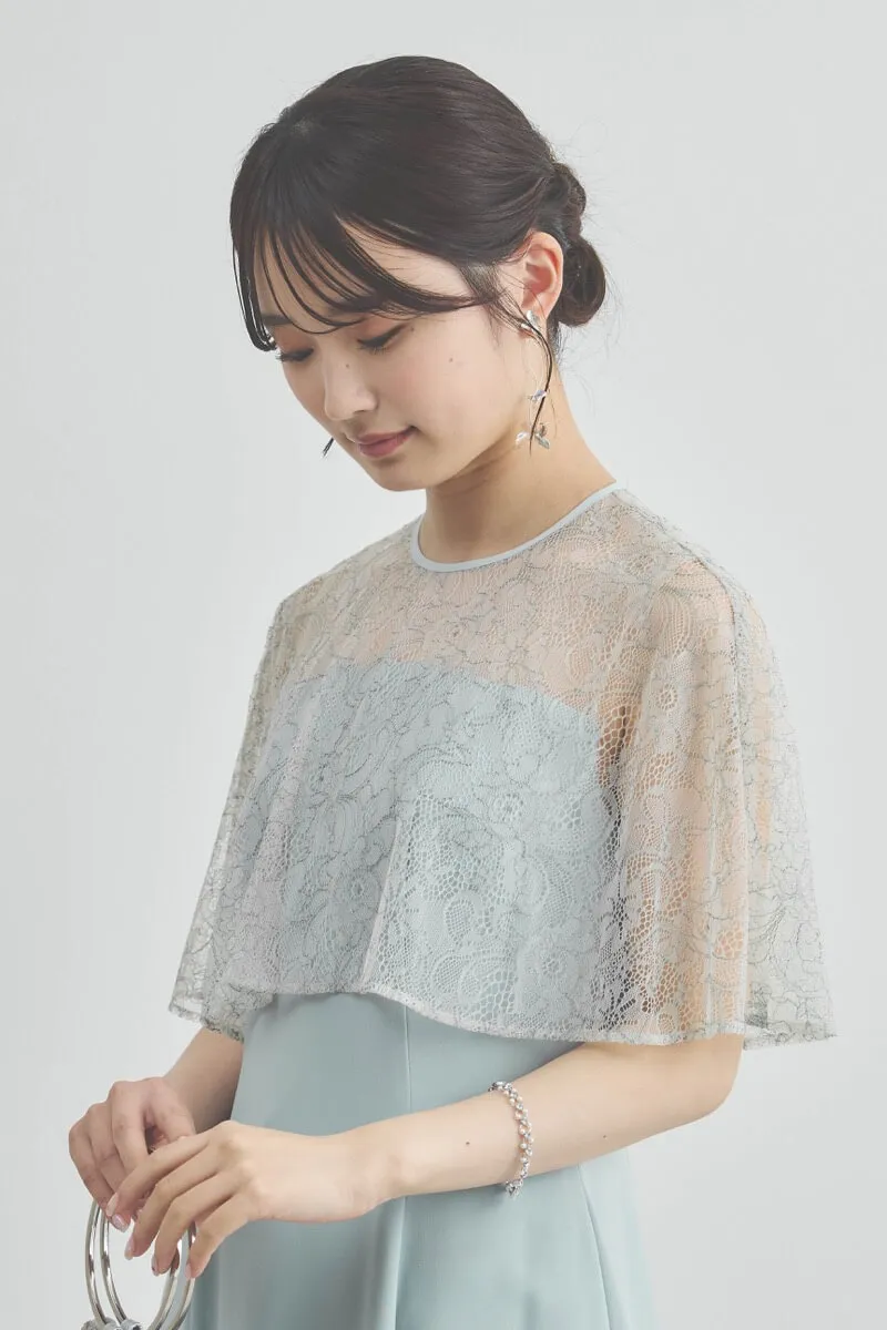 ミントのシアーケープコンビドレス