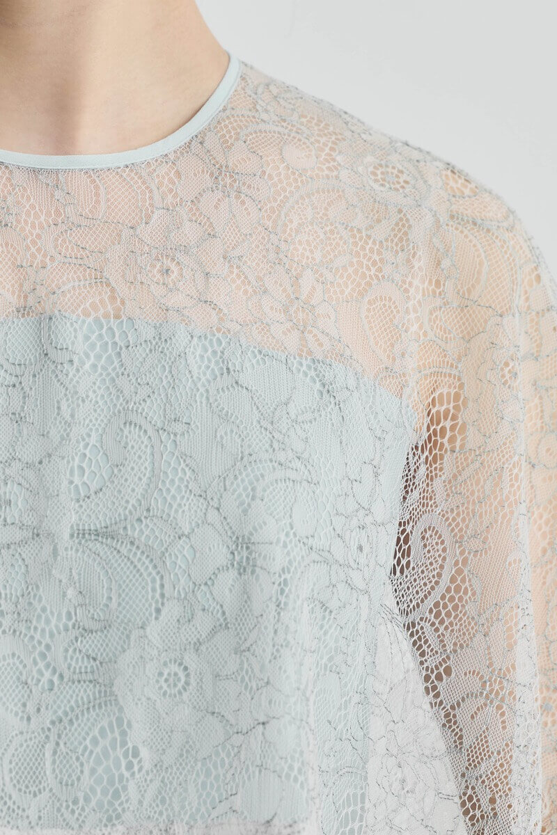 ミントのシアーケープコンビドレス