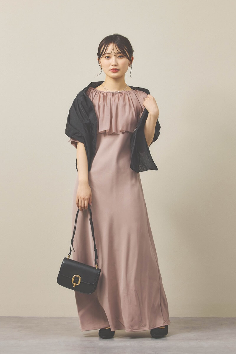 モカのバックリボンボレロセットドレス