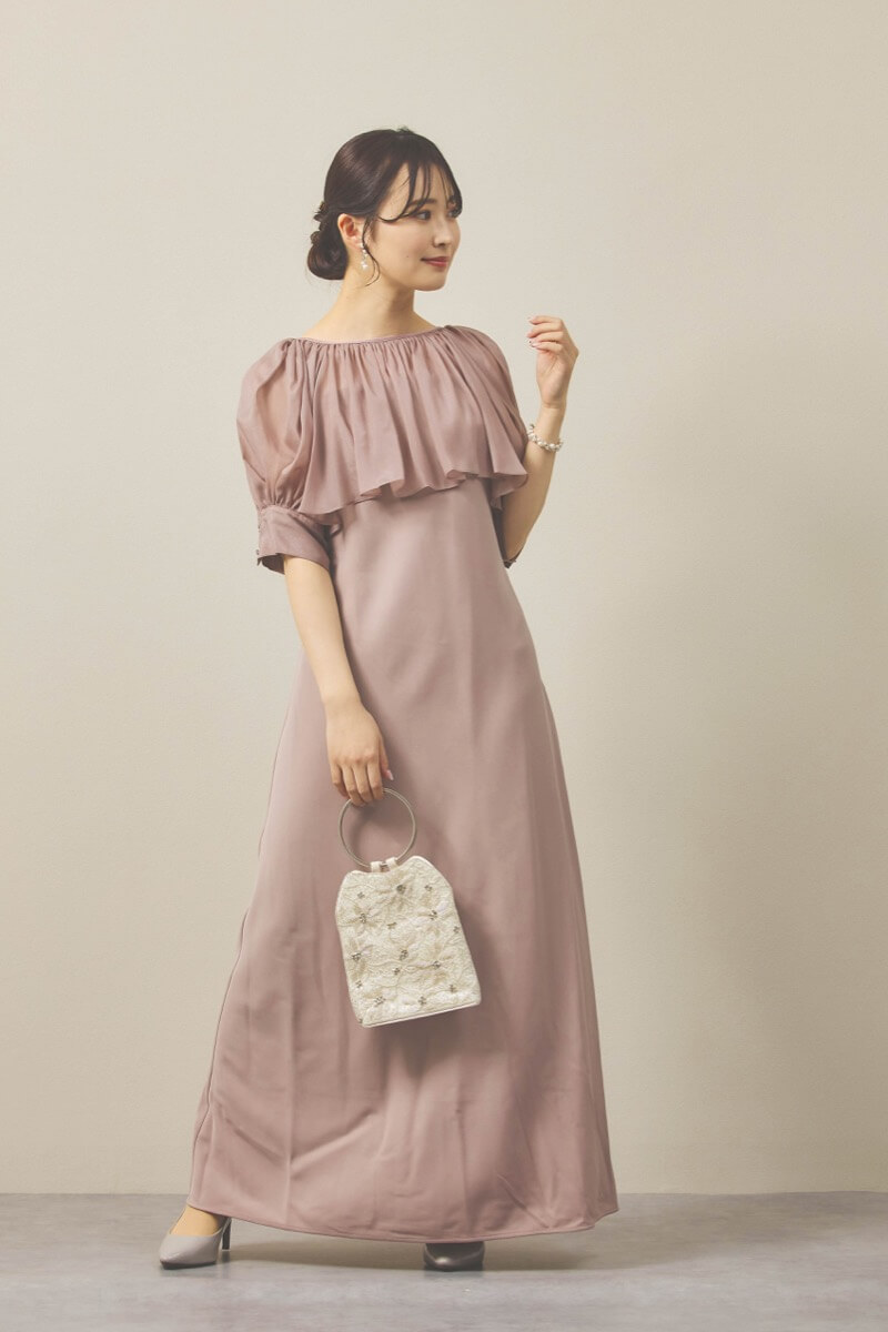 モカのバックリボンボレロセットドレス