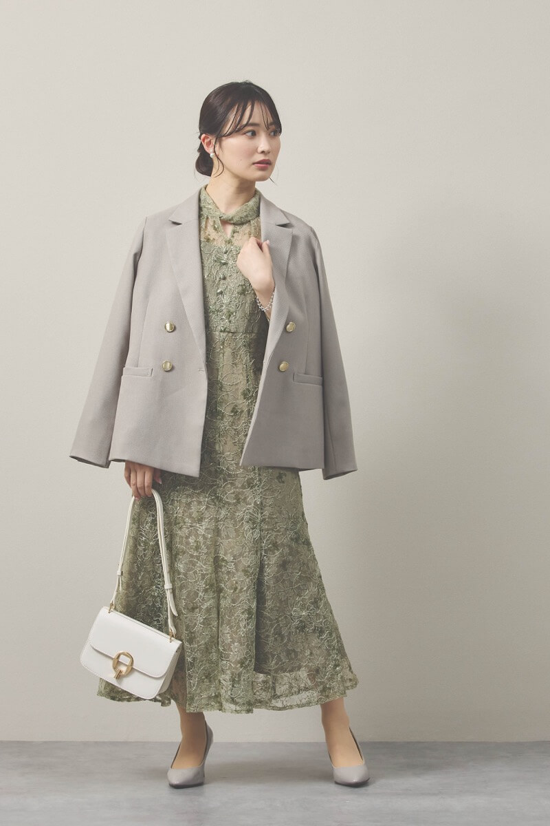 グリーンのスパンコールレースマーメイドドレス