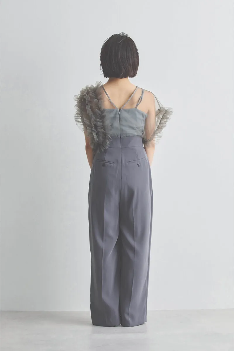 チャコールグレーのチュールドッキングコンビネゾン