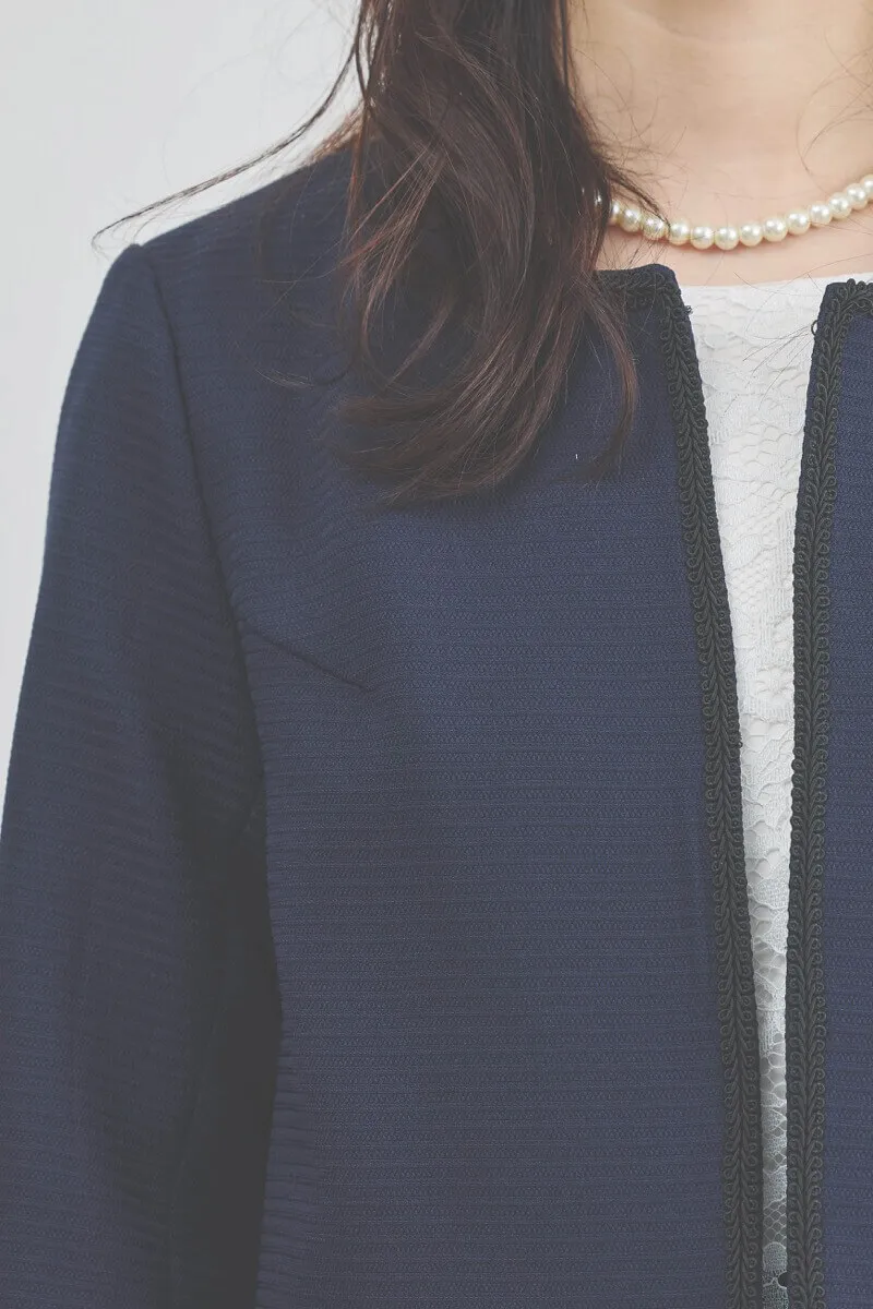 ネイビーのレースコンビセレモニースーツセット