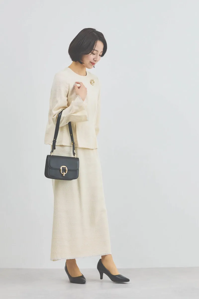 ホワイトのパール付きツイードセレモニースーツセット