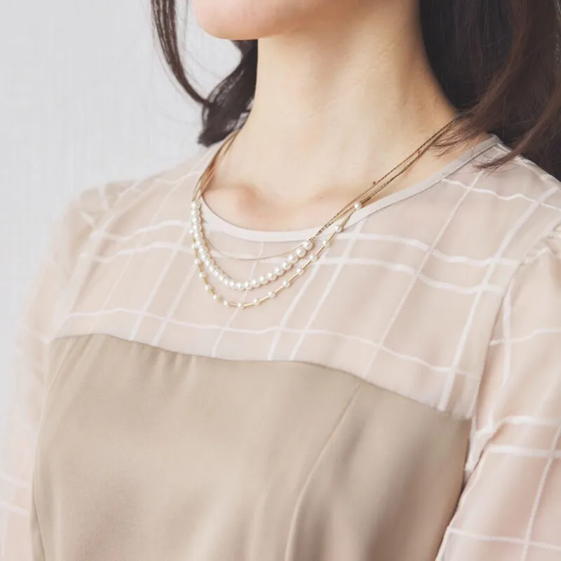 3連ベビーパールネックレス