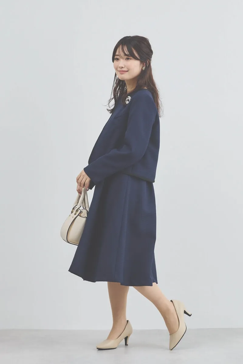 ネイビーのレースコンビセレモニースーツセット