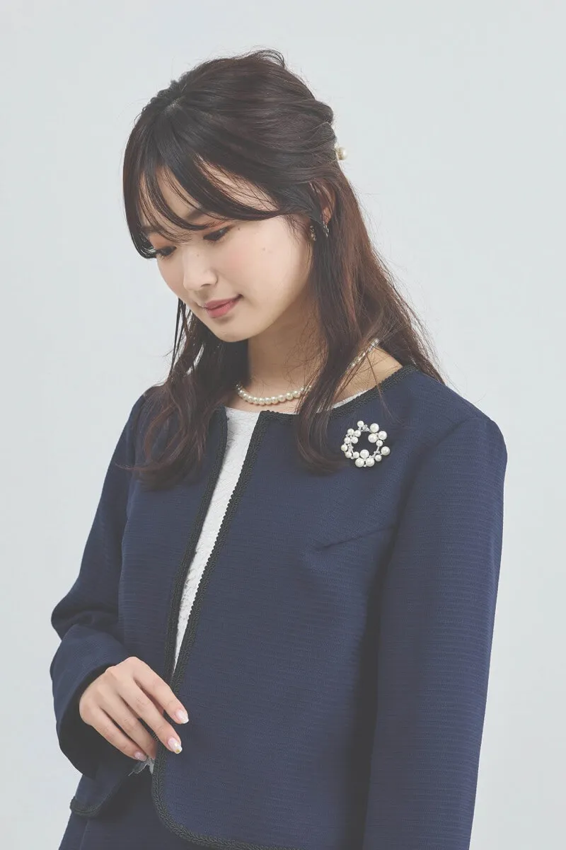 ネイビーのレースコンビセレモニースーツセット[L] Select Shopの