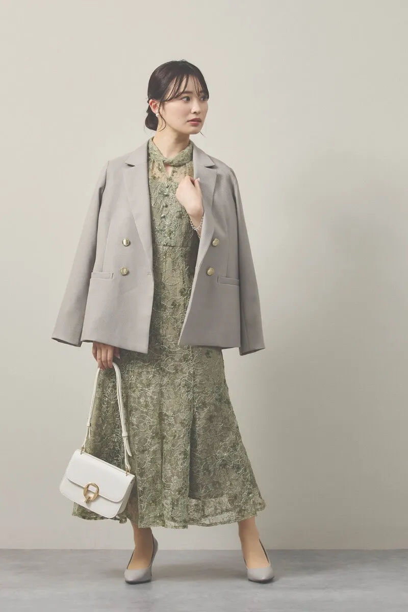 グリーンのスパンコールレースマーメイドドレス