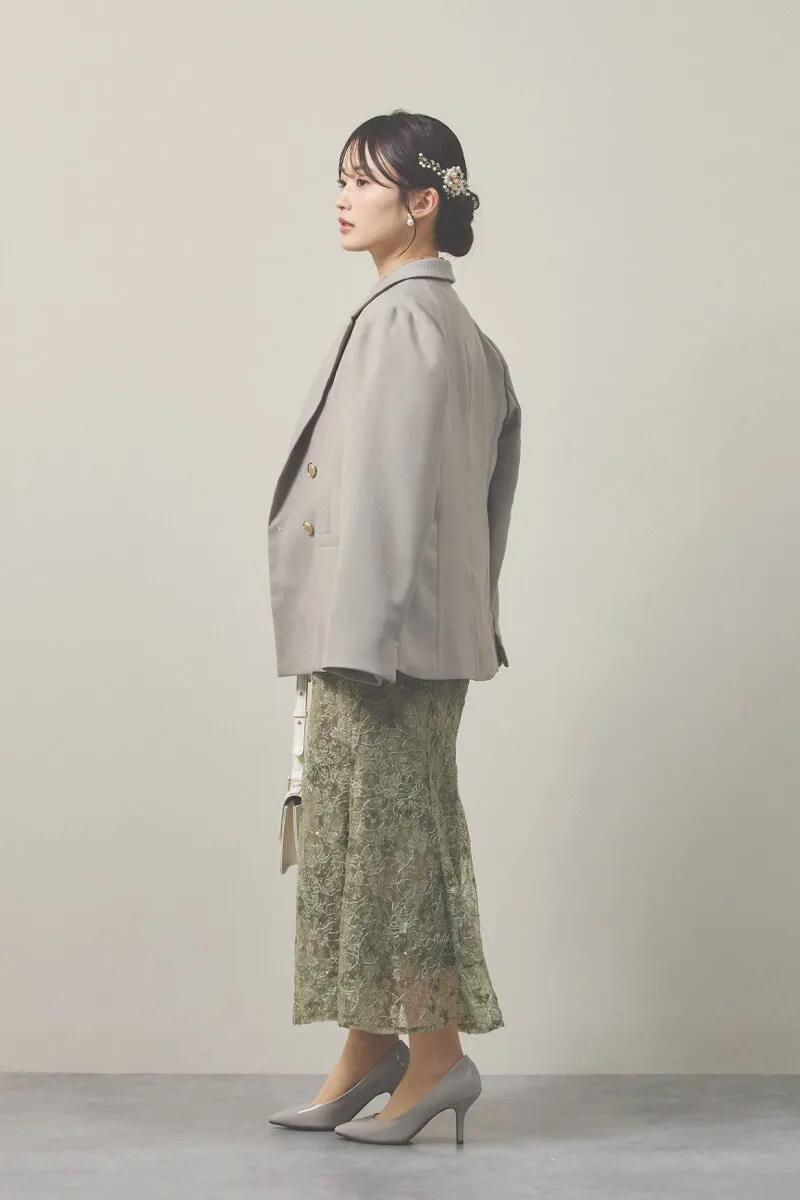 グリーンのスパンコールレースマーメイドドレス