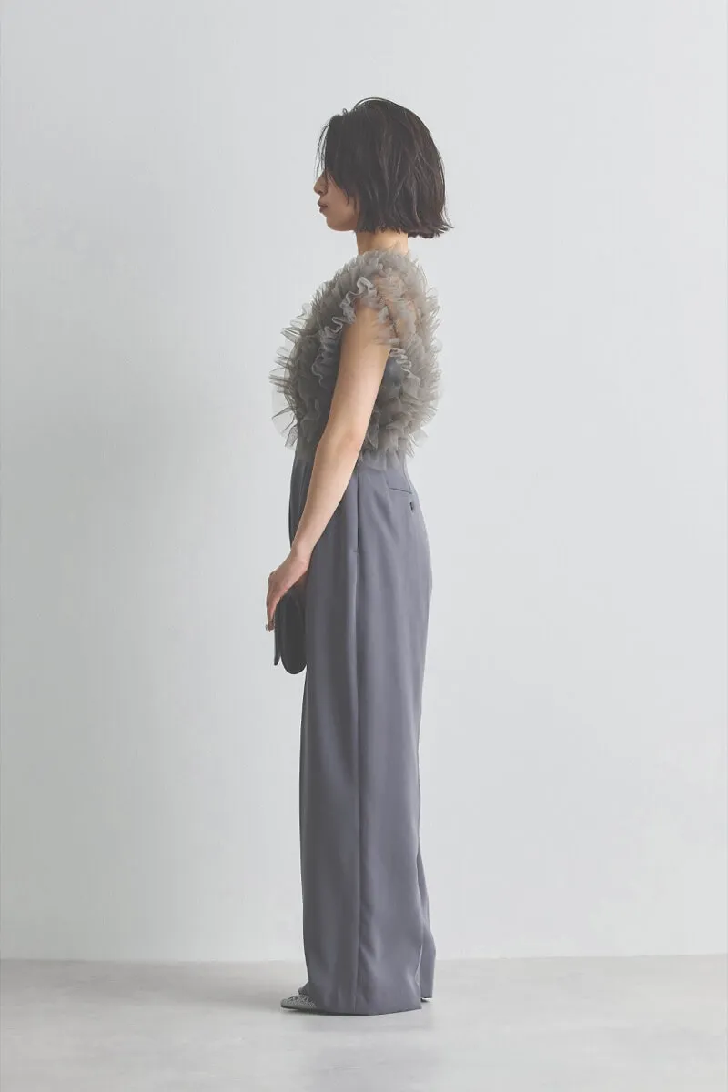 チャコールグレーのチュールドッキングコンビネゾン