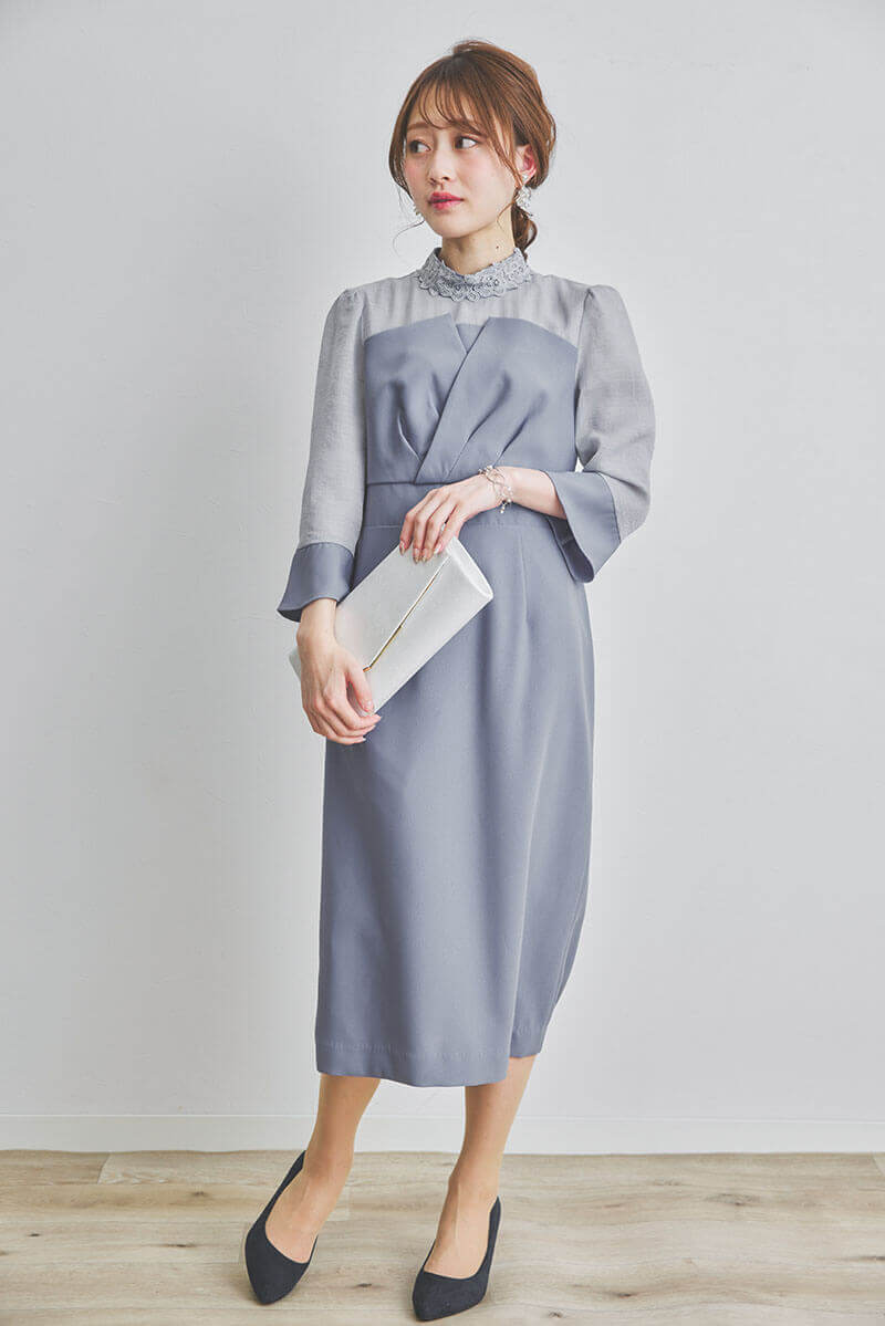 ブルーのビスチェデザインIラインドレス