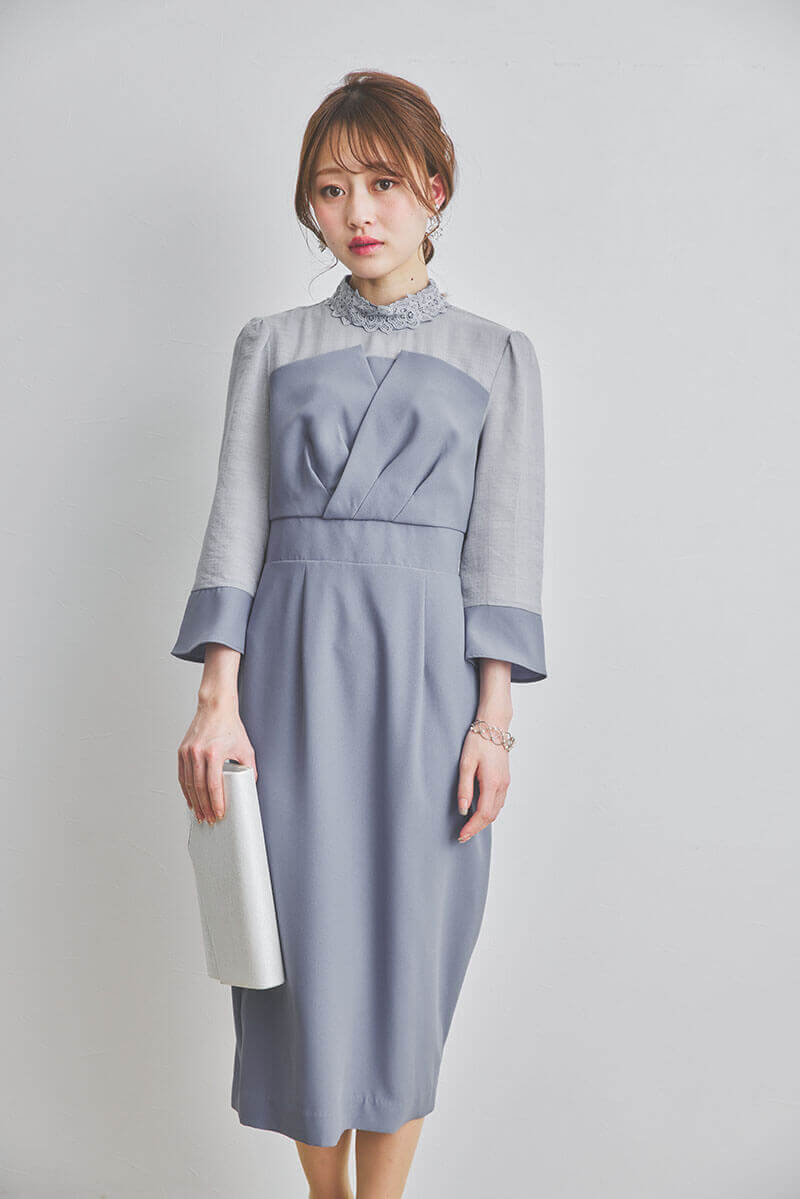 ブルーのビスチェデザインIラインドレス