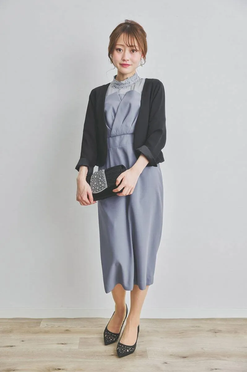 ブルーのビスチェデザインIラインドレス