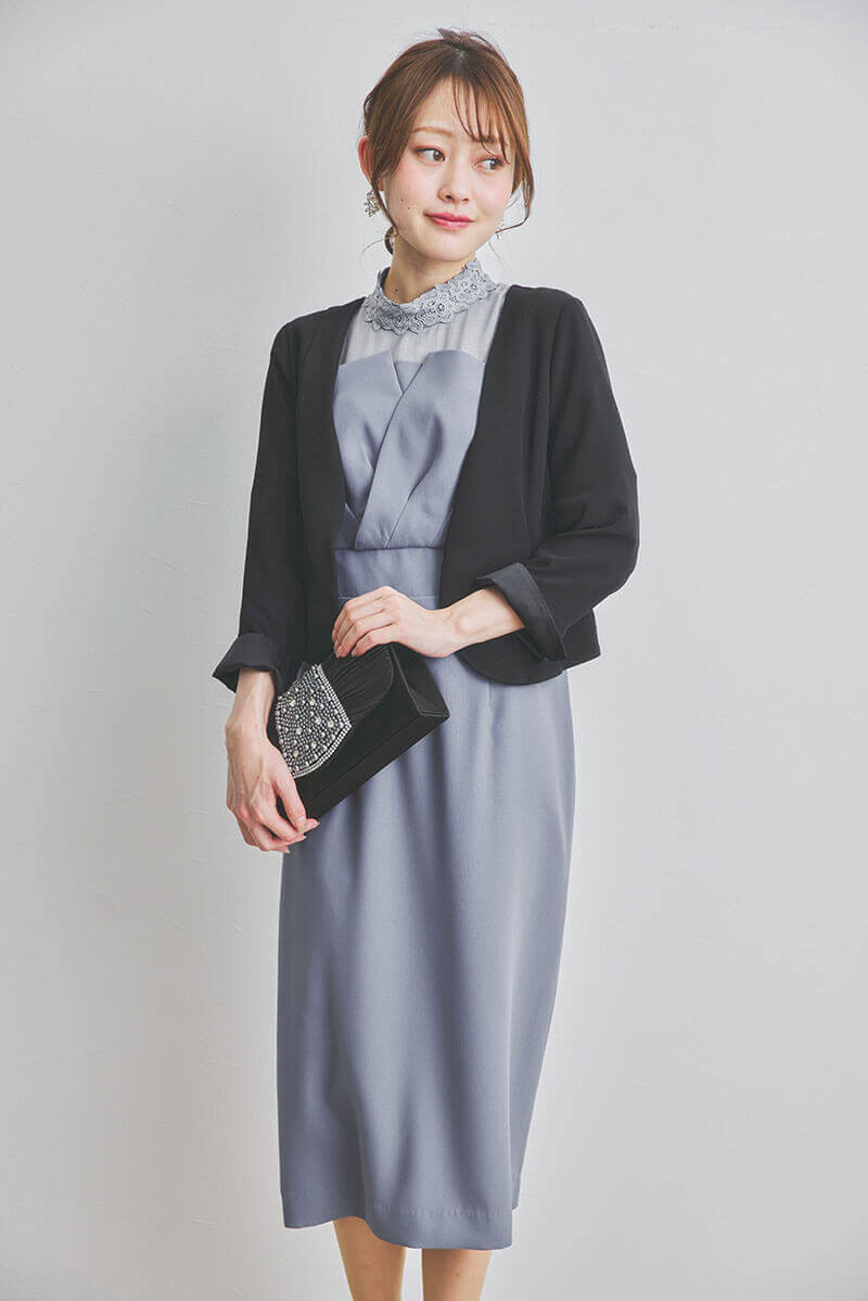 ブルーのビスチェデザインIラインドレス