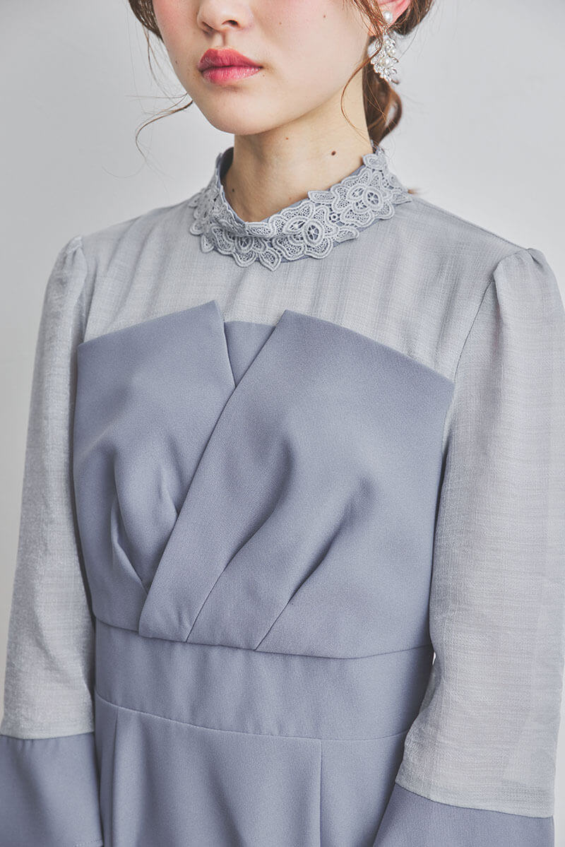 ブルーのビスチェデザインIラインドレス