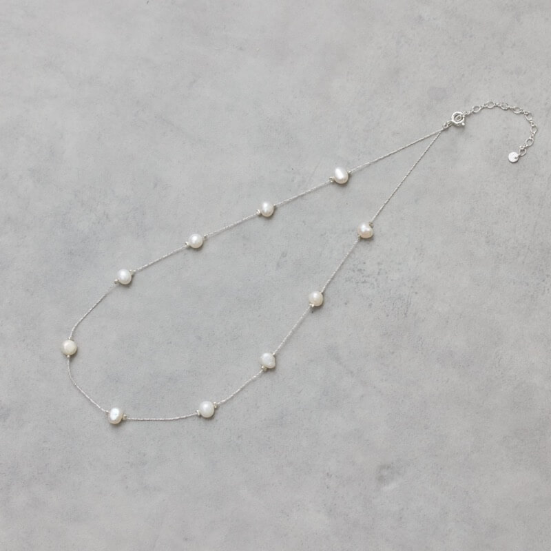 淡水パール×シルバーチェーンのネックレス