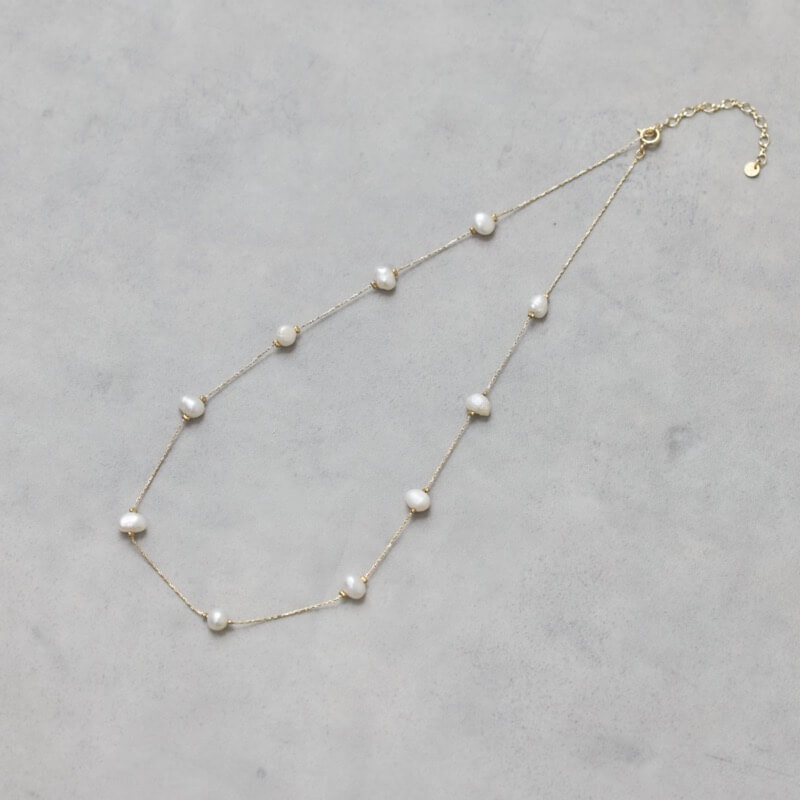 淡水パール×ゴールドチェーンのネックレス