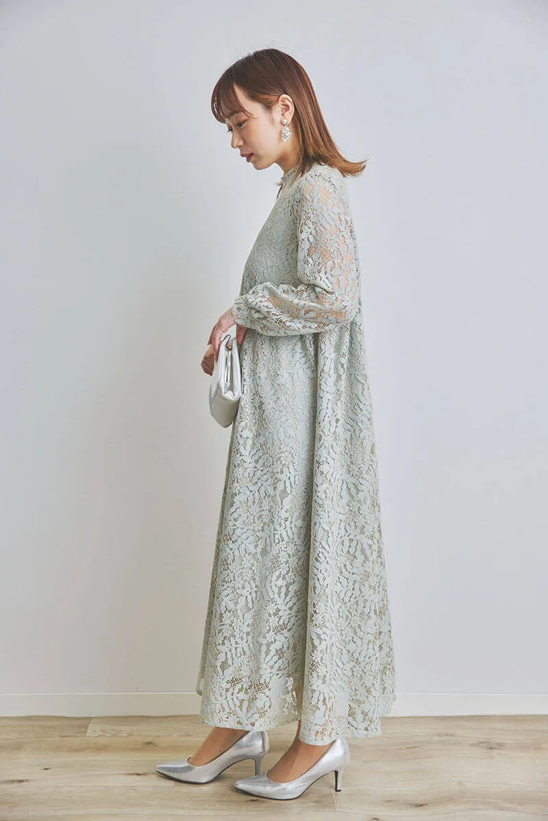 ライトグリーンのオールレースAラインドレス