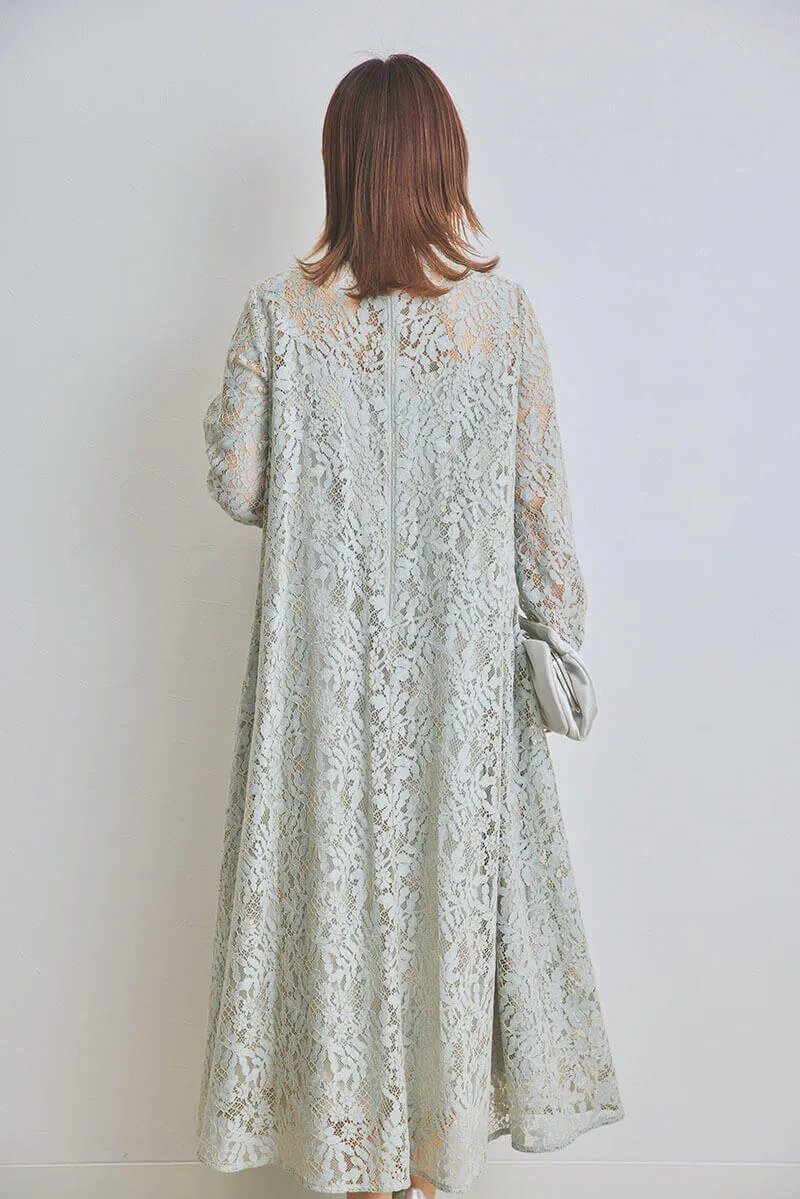 ライトグリーンのオールレースAラインドレス