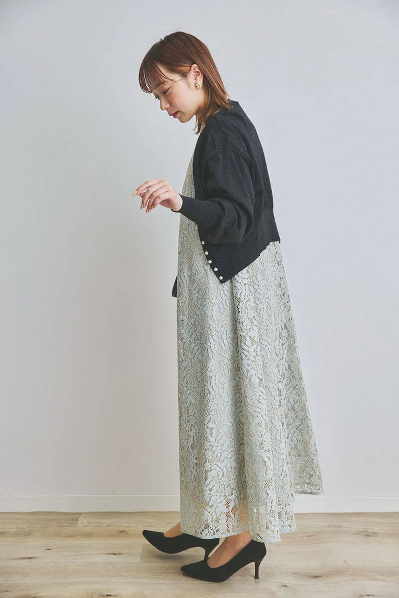 ライトグリーンのオールレースAラインドレス