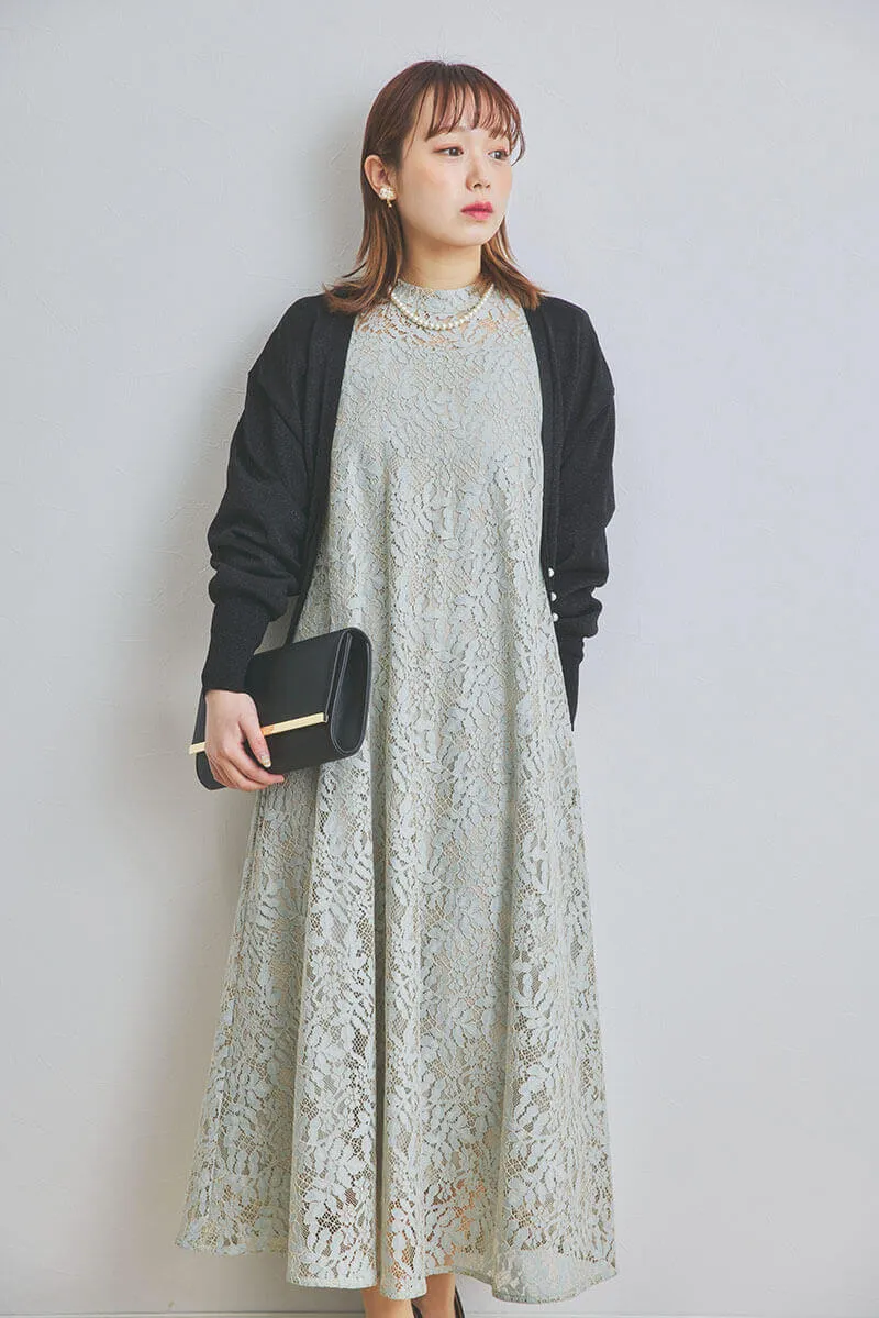 ライトグリーンのオールレースAラインドレス