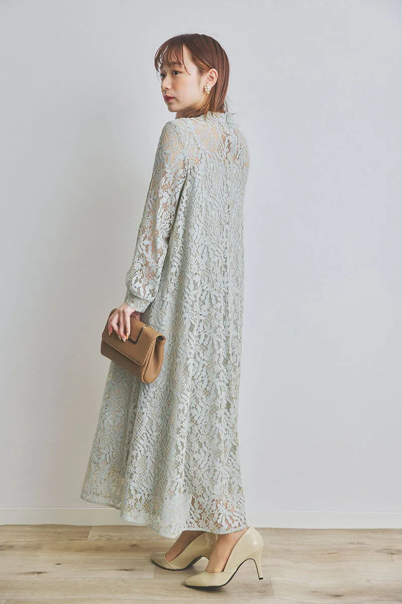 ライトグリーンのオールレースAラインドレス