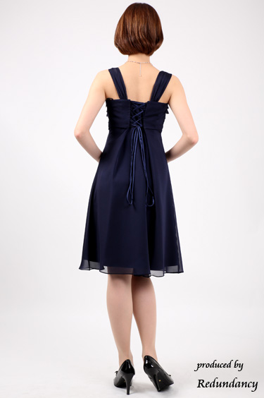 ネイビーのティアードフリルドレス