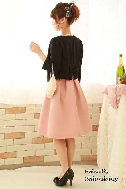 ピンク×ベージュのウエスト切替プリンセスドレス